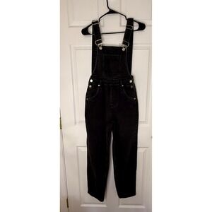 Adika Denim Overalls Women XS Black Straight Leg Adjustable Strap Grunge Edgy